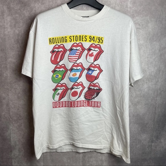 Vintage 90s Rolling Stones Voodoo Lounge Tour Brockum Band T-Shirt Size XL USA